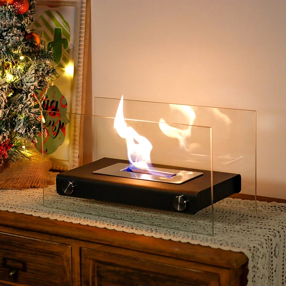 14" L Rectangular Tabletop Fire Bowl Pot (white)